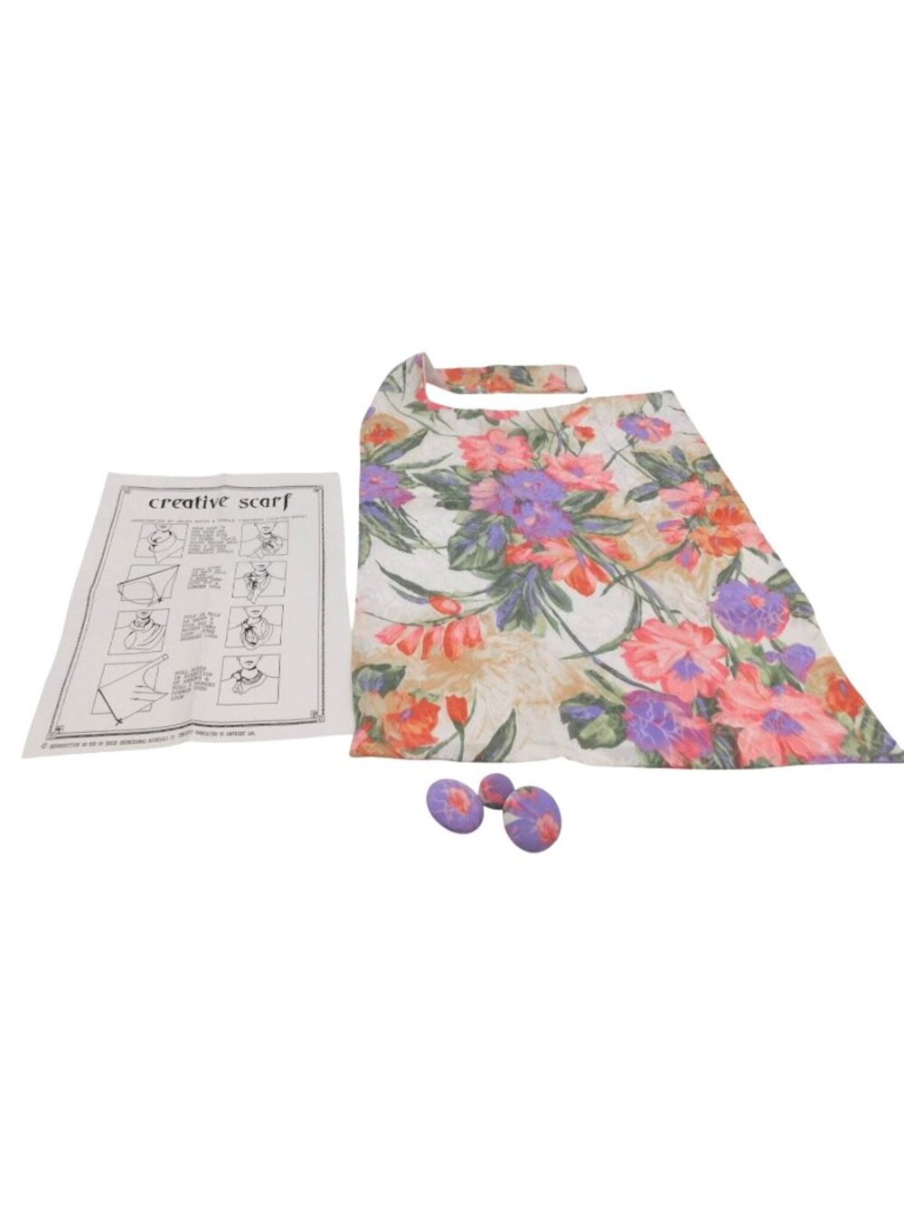 Vintage Turchanik Creative Scarf With Instructions & Matching Pins Handcrafted